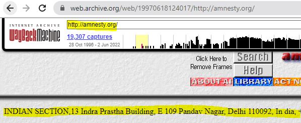 16. Let me come back to Kejriwal's NGO 'Kabir'As per online records, it was registered in 1999 in Delhi.Interestingly, address of the 'Kabir' was in the same building where 'Amnesty International' was working in that time period!
