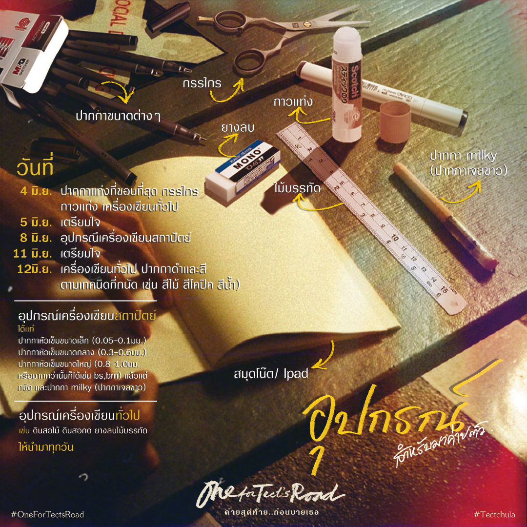 tectchula's tweet photo. นับถอยหลังอีก 2 วัน !!!
ค่ายติวสถาปัตย์ จุฬาฯ ’65
”One for Tect's Road ค่ายสุดท้าย...ก่อนบายเธอ”
เตรียมเสื้อผ้า เช็คอุปกรณ์
เตรียมตัวให้พร้อมเพื่อมา ’ค่ายติว’
แล้วพบกัน
4-5, 8, 11-12 มิ.ย.นี้
ณ คณะสถาปัตย์ฯ จุฬา
#TectChula
#OneForTectsRoad
#ค่ายสุดท้ายก่อนบายเธอ https://t.co/QO7UsPi9M4