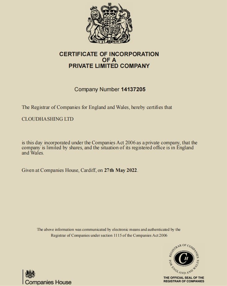 Cloudhashing001's tweet photo. Obtained angel round financing in 2013, applied for bitcoin mining certificate, focused on bitcoin mining for 9 years, launched global business in 2022, registered capital of 30 million pounds, joined cloudhashing, and opened a new chapter of your own cryptocurrency https://t.co/0HYVCMfggM