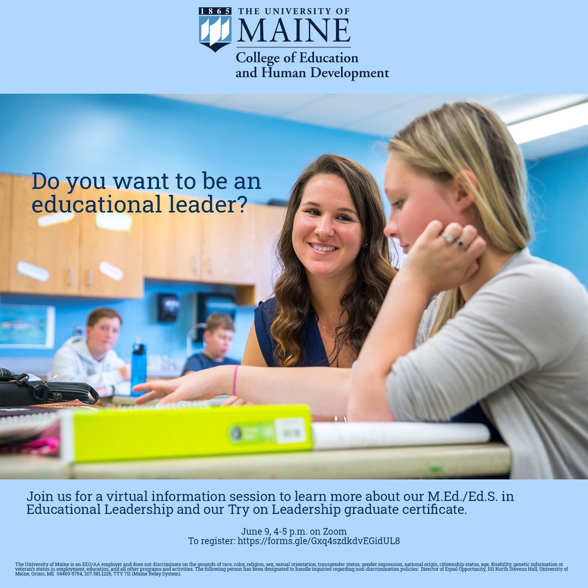 Attn: Teachers. If you're interested in taking the next step in your career or just want to explore school leadership, faculty from our Educational Leadership programs are hosting a meet and greet on June 9, from 4-5 p.m. Register here: forms.gle/Gxq4szdkdvEGid…