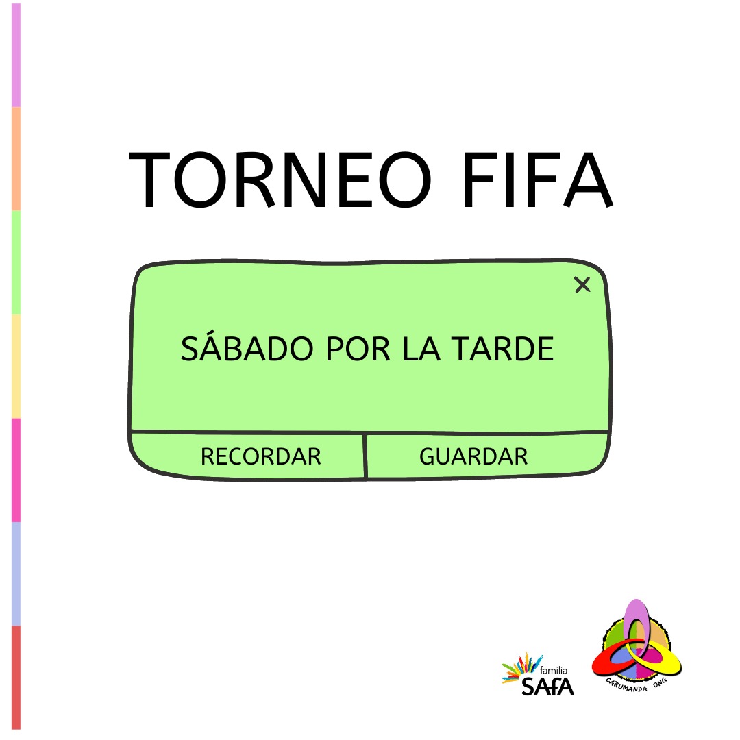 Esta tarde os esperamos en el TORNEO FIFA
⏰ De 17 a 20h
📝Inscripciones en la Expo Carumanda durante toda la mañana. 
#Safamistad2022