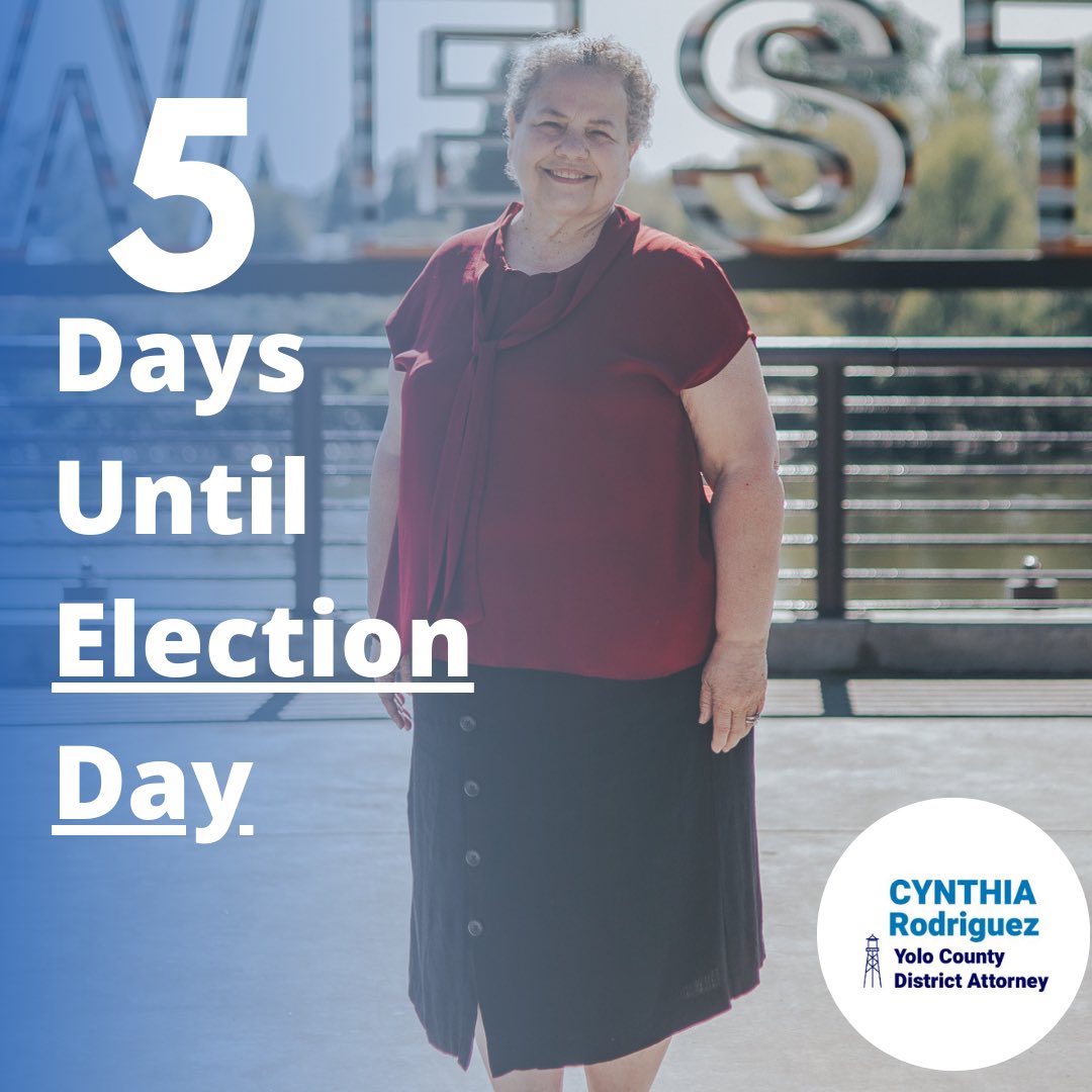 Election Day is just five days away! Have you emailed, called, texted, or visited everyone that you can to engage them in this important election? Eligible voters can register TODAY, so there’s still time to make your voice heard. 

For More Info Go To: cynthia4yolocountyda.com/vote