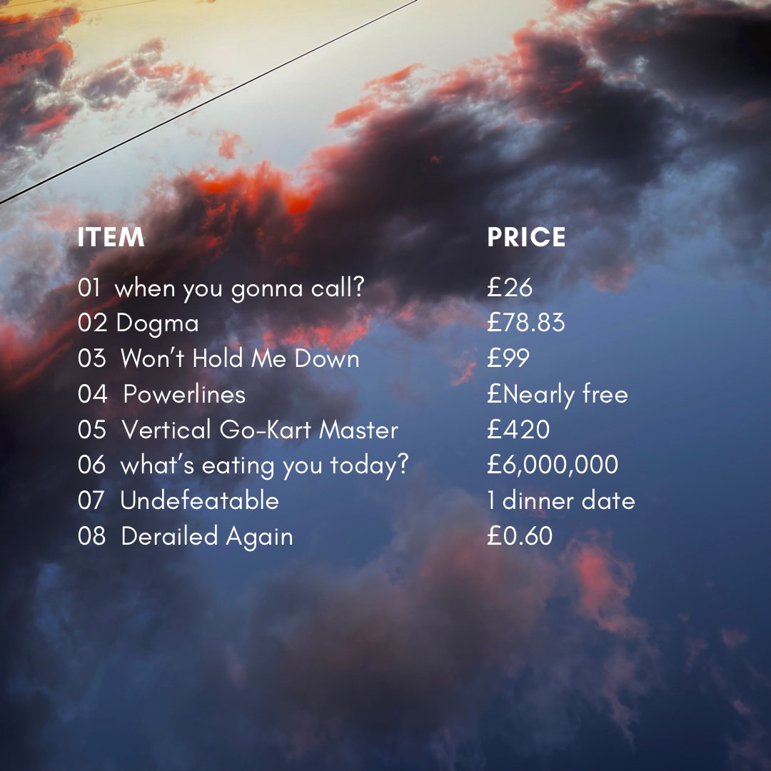 Here’s the tracklisting for the album! (And what it’ll cost you to have it grace your ears)
You can presave the next single off the album here smarturl.it/jonaheli which comes out this Friday!
#album #newmusic #newmusicfriday #albumart #ukmusic #musicproducer #musician