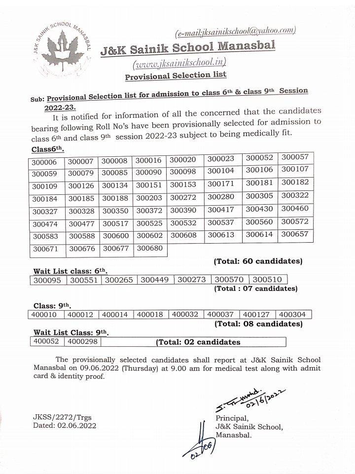 SManasbal's tweet photo. Selection list of class 6th &amp; 9th Entrance examination, Session 2023 https://t.co/qoZpAzEilb