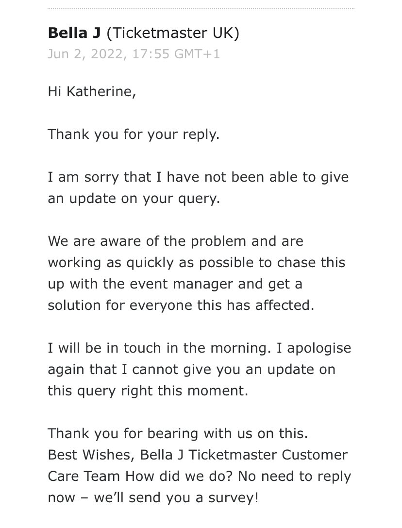 k_hoare's tweet photo. @TheJamesStanley @TicketmasterCS Just received this via email https://t.co/H23jNnj16b