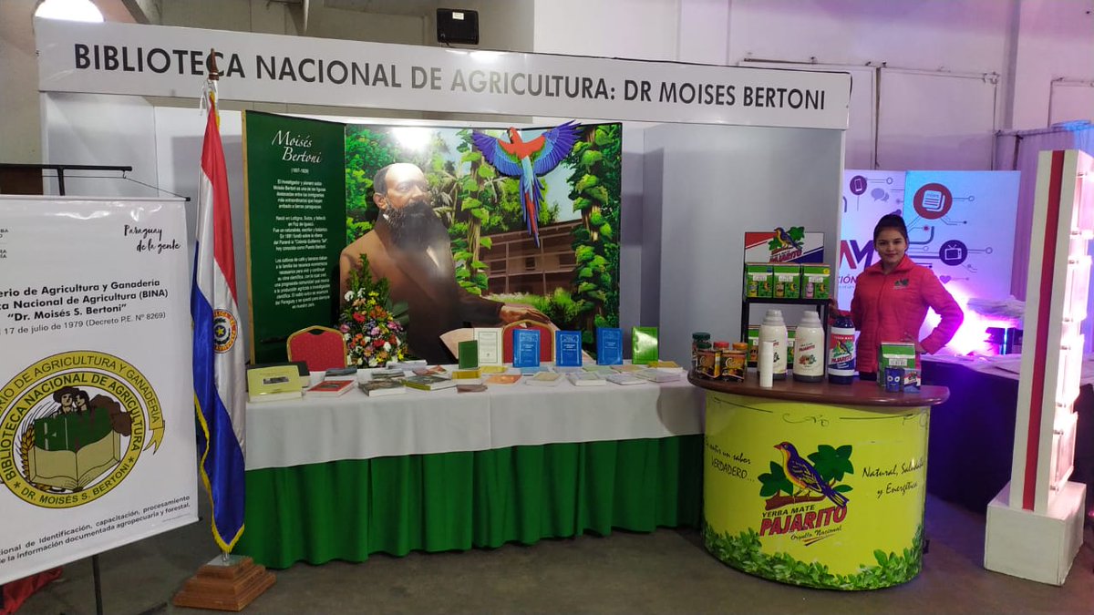 APGI_2017's tweet photo. Biblioteca Nacional de Agricultura (BINA) "Dr. Moisés S. Bertoni", participando en la Feria Internacional del Libro, organizado por la CLAP y bajo el auspicio de Editorial Servilibro. En el Stand 37, del Centro de Convenciones del Mariscal López Shopping, Asunción, hasta el 05/06 https://t.co/nJdhurwBAa