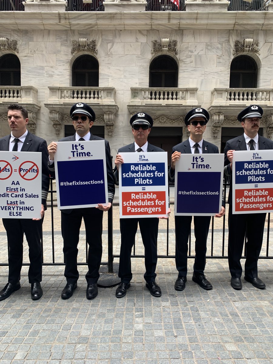 AlliedPilots's tweet photo. Tired of delays and cancellations at @AmericanAir? So are we. We’re on Wall Street to share these concerns with the people the company may actually listen to... INVESTORS #thefixissection6 #thefixissectionsix https://t.co/1qIkJSij7f