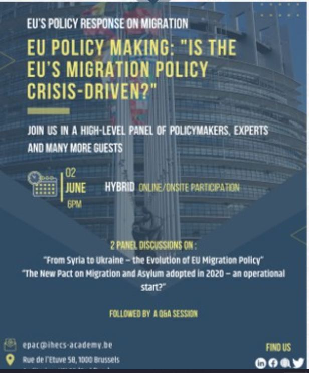 Our first panel on  "From Syria to Ukraine – the evolution of EU Migration Policy", kickstarted. 
<a href="/jamorenod/">🔻José Antonio Moreno Díaz 🇪🇺</a> highlights the need to change the language on migration: treating it as a normal phenomenon &amp;trying to reduce the association with negative questions of public order.