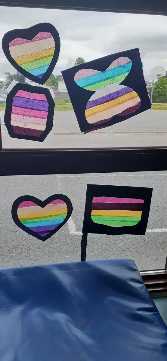 The BIP class made these beautiful stainglass shapes today in celebration of Pride month.