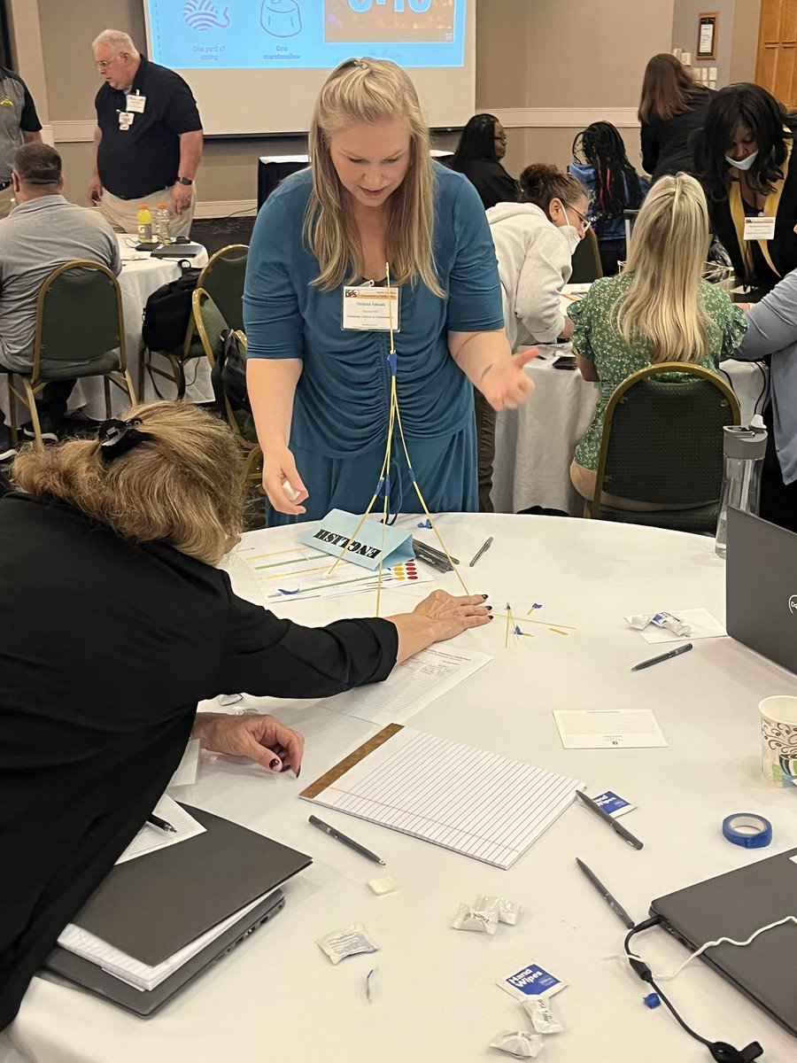 ARJohnsonNC's tweet photo. Buddy the elf isn’t the only one who likes to start his morning with spaghetti and marshmallows.  We didn’t eat them, but our content teams were able to collaborate and practice  #designthinking to tackle the #marshmallowchallenge.  #BreakFree https://t.co/M6vCnl9rPh