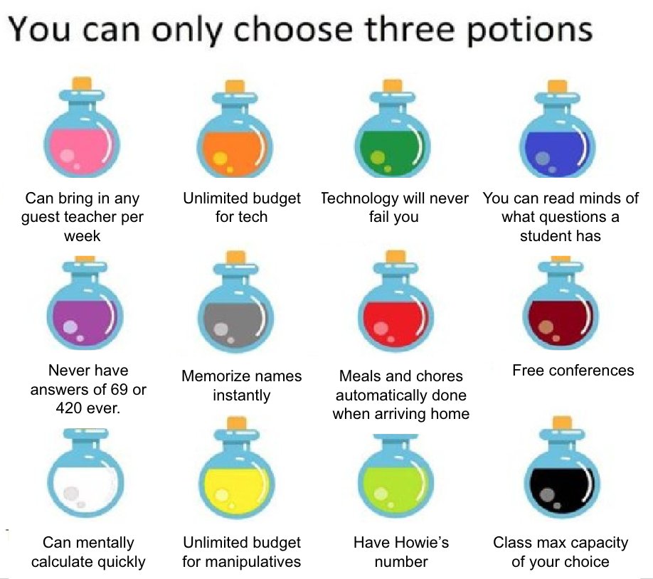 Made a math teacher version. Which three potions would you choose?