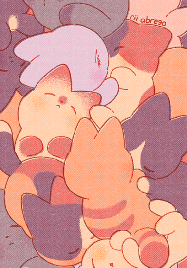 「cat nap 🐱💕 (wallpaper set below!) 」|rii abregoのイラスト