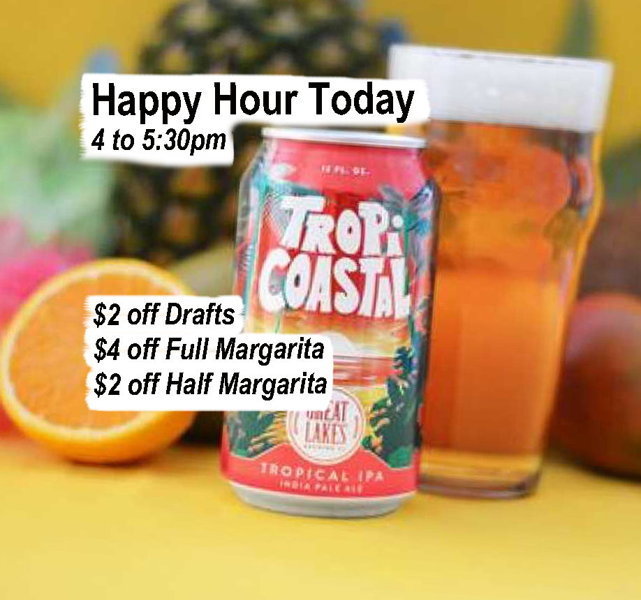 On Draft: Great Lakes Tropicostal. Make a splash landing into paradise (aka the Franklin Inn) &amp; a golden oasis of tropical fruit notes. According to Brewhound, "It’s bright, refreshing, &amp; brewed to appeal to drinkers who want big hop aroma and flavor with balanced bitterness."