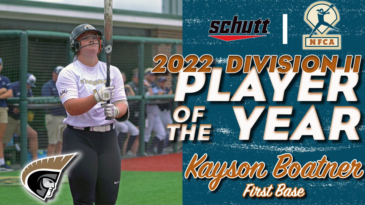 🚨 AWARDS ALERT: Congratulations to the 2022 @schuttsports / NFCA Division II Player of the Year, @AUtrojanssb's Kayson Boatner! 🥎 🔗 nfca.org/divnews/ncaa2/…