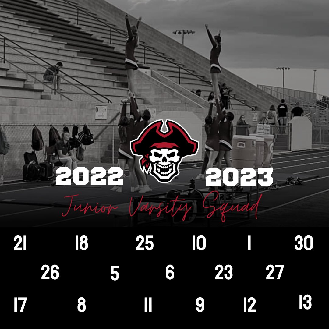 PascoHighCheer's tweet photo. Congratulations to the 2022-2023 Varsity and Junior Varsity Cheerleading Squads ☠️ 

You will all be receiving an email regarding practice for next week by the end of today!

#GoPirates #PascoCheer #SailsUp https://t.co/ofMU1hJQ7c