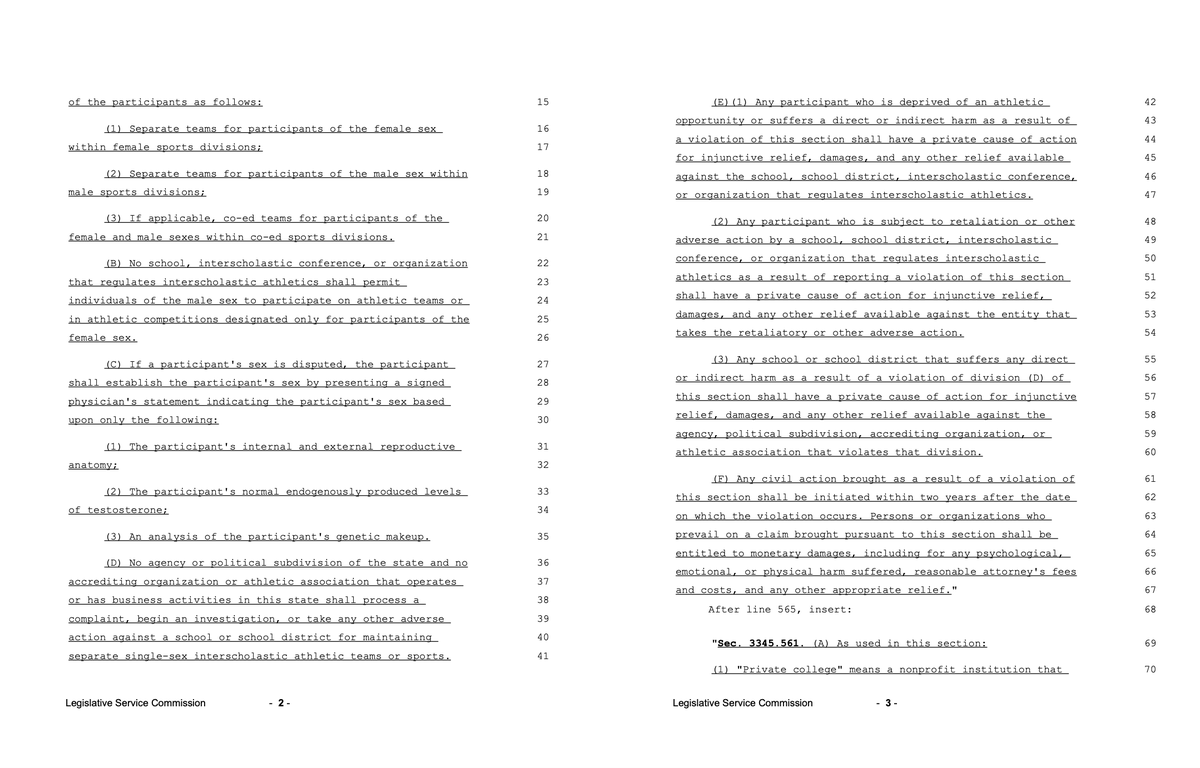 MorganTrau's tweet photo. Finally got Sub HB 151, which includes Ohio's "Save Women's Sports Act." This passed close to midnight.

Section C has the verification process if accused of being trans.
- External and internal genitalia evaluation
- Testosterone level check
- Genetic makeup test

@WEWS https://t.co/ZhtGOcx4DY