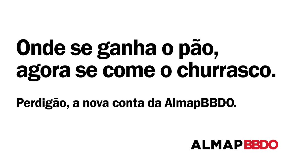 Estamos muito felizes em anunciar que a @Perdigão escolheu a @Almapbbdo como sua nova agência. Bem-vinda! Para nós é uma honra trabalhar com uma marca tão icônica e presente na vida dos brasileiros.