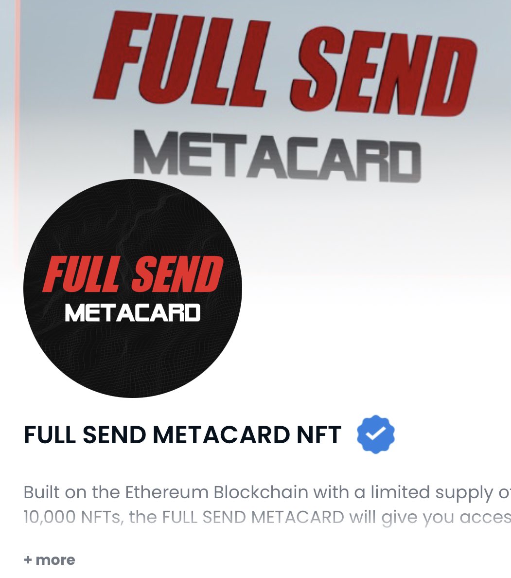 fullsendAF's tweet image. FULLSEND METACARD IS NOW VERIFIED ON OPENSEA 🔥
