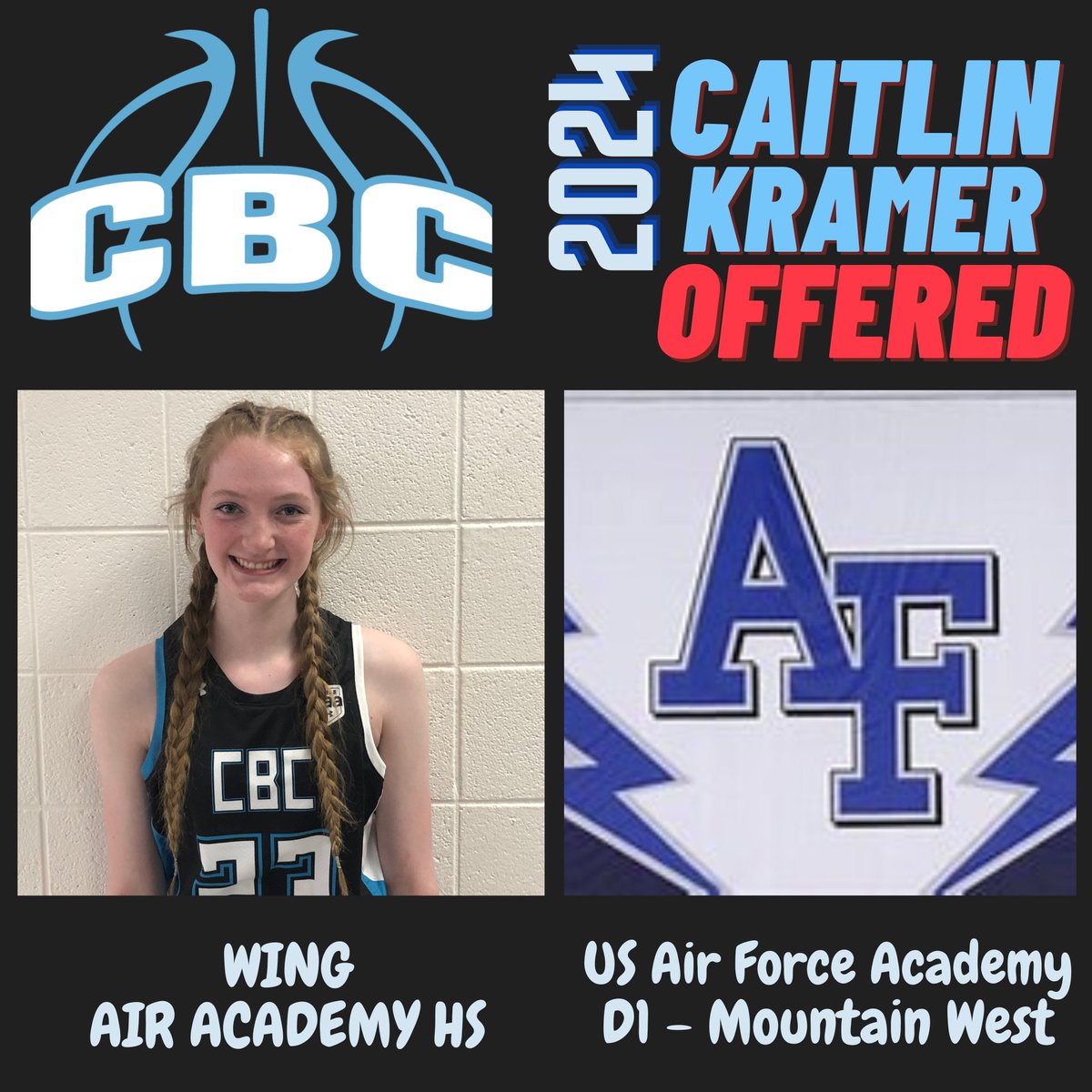 💥Offer Alert💥Congratulations to <a href="/CaitlinKramer23/">Caitlin Kramer</a> on your offer to the US Air Force Academy <a href="/AF_WBB/">Air Force Women's Basketball</a> #theCBCway <a href="/UANextGHoops/">Girls UAA</a>