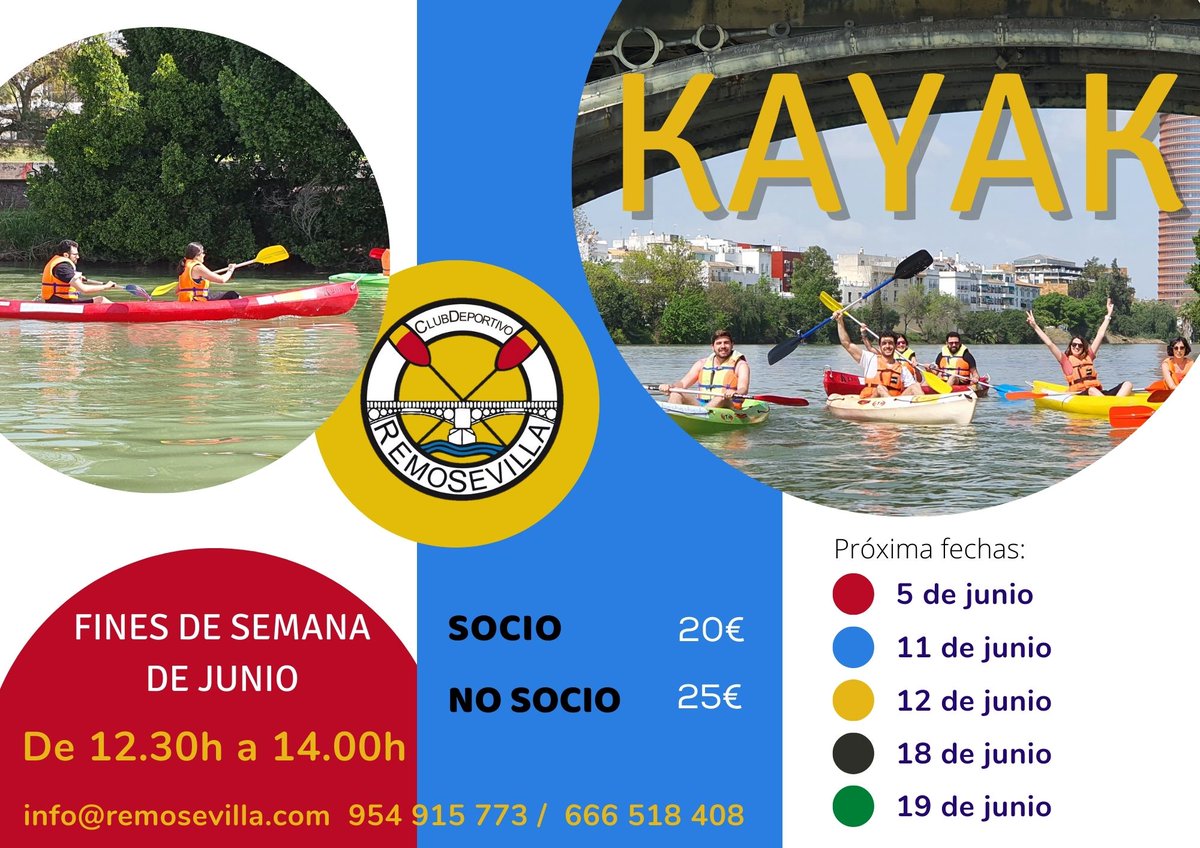 Travesías en kayak para el mes de junio. 
¡Reserva tu plaza y disfruta del río!

#kayaksevilla #kayakguadalquivir #cdremosevilla