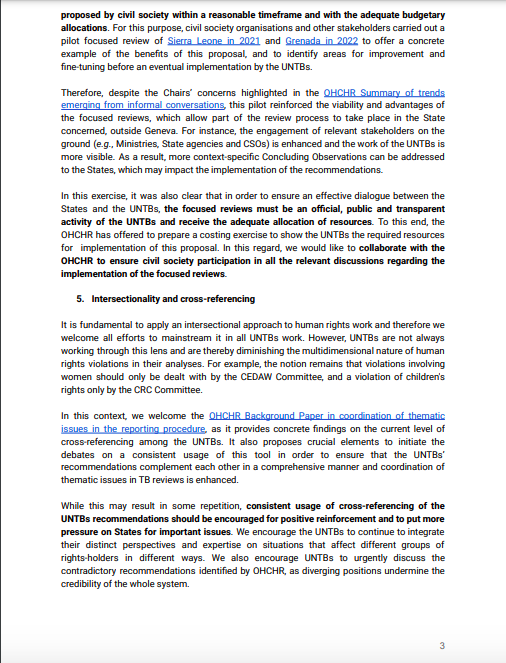 UNTBNet's tweet photo. In view of the 34th Annual Meeting of the @UNTreatyBodies Chairpersons this week, TB-Net and @ISHRglobal sent a joint submission highlighting the importance of the #UNTB system and key areas for its strengthening from a CSO perspective.
▶ https://t.co/gVFFDKxDwR https://t.co/hAELhgiV9q