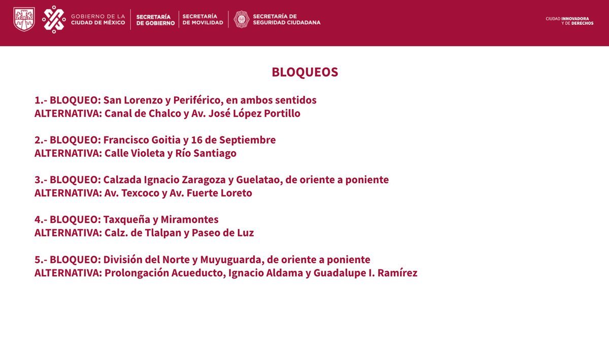 LaSEMOVI's tweet photo. #MovilidadCDMX @OVIALCDMX 

Actualización del servicio de la Red de Movilidad Integrada, bloqueos y alternativas viales. https://t.co/Pcj8oWY8fL