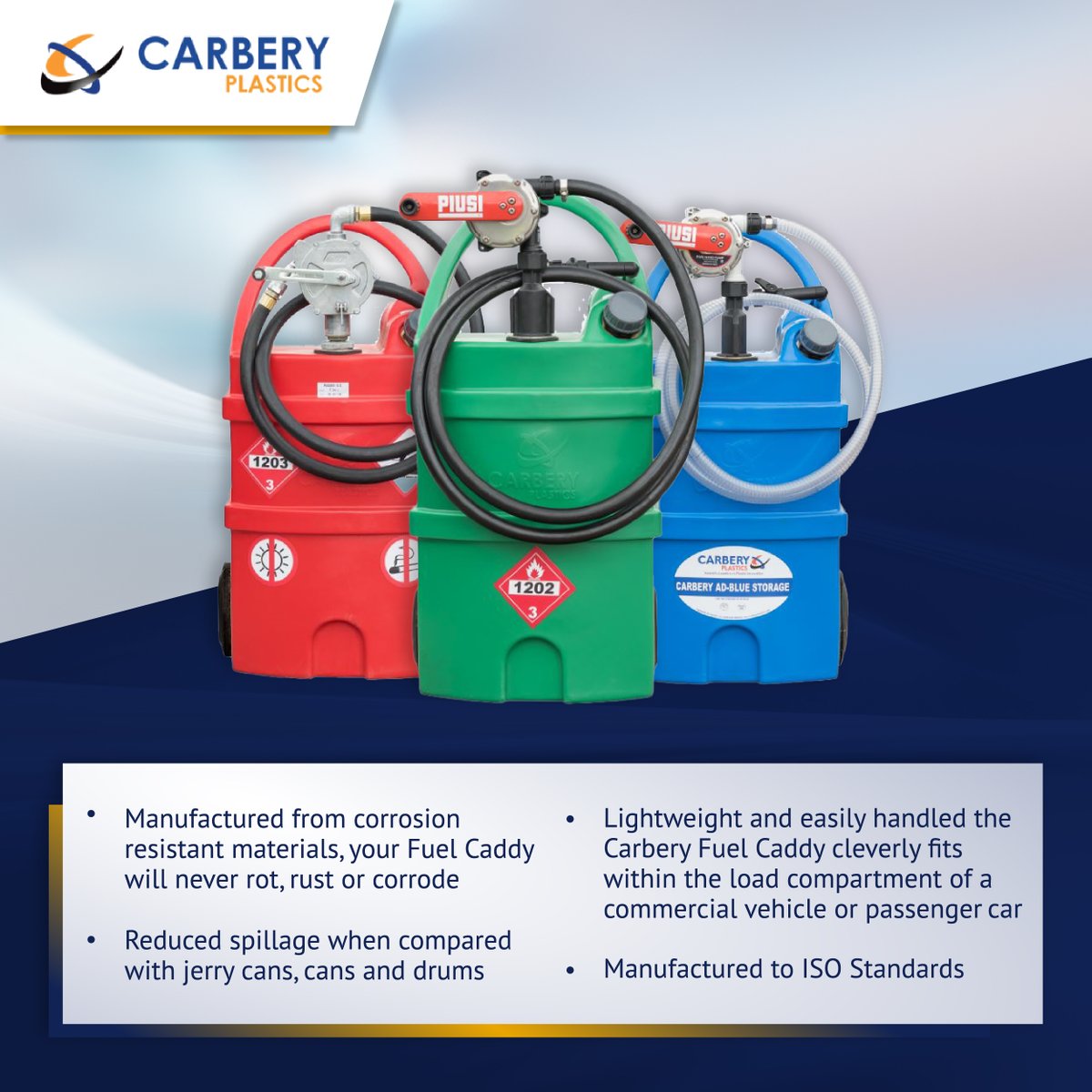 carberyplastics's tweet photo. Why choose a #CarberyPlastics 55Litre #FuelCaddy?
Here are just some of the benefits…
For more information visit https://t.co/tFNiguS89G
#Refuelling #Tanks #Diesel #Petrol #AdBlue #RefuellingTanks https://t.co/nW2MhOqFmo