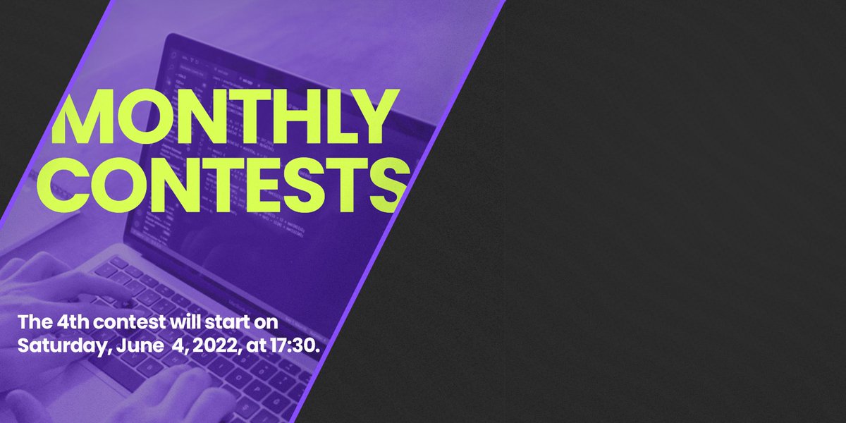 algoleague's tweet image. //brace your keyboard  

Monthly Contest #4 will be held on June 4 at 17:30. Apply now to take a step towards mastering Algorithms 👉  algoleague.com/contest/monthl…

  #algoleague #inzva #solvetogether