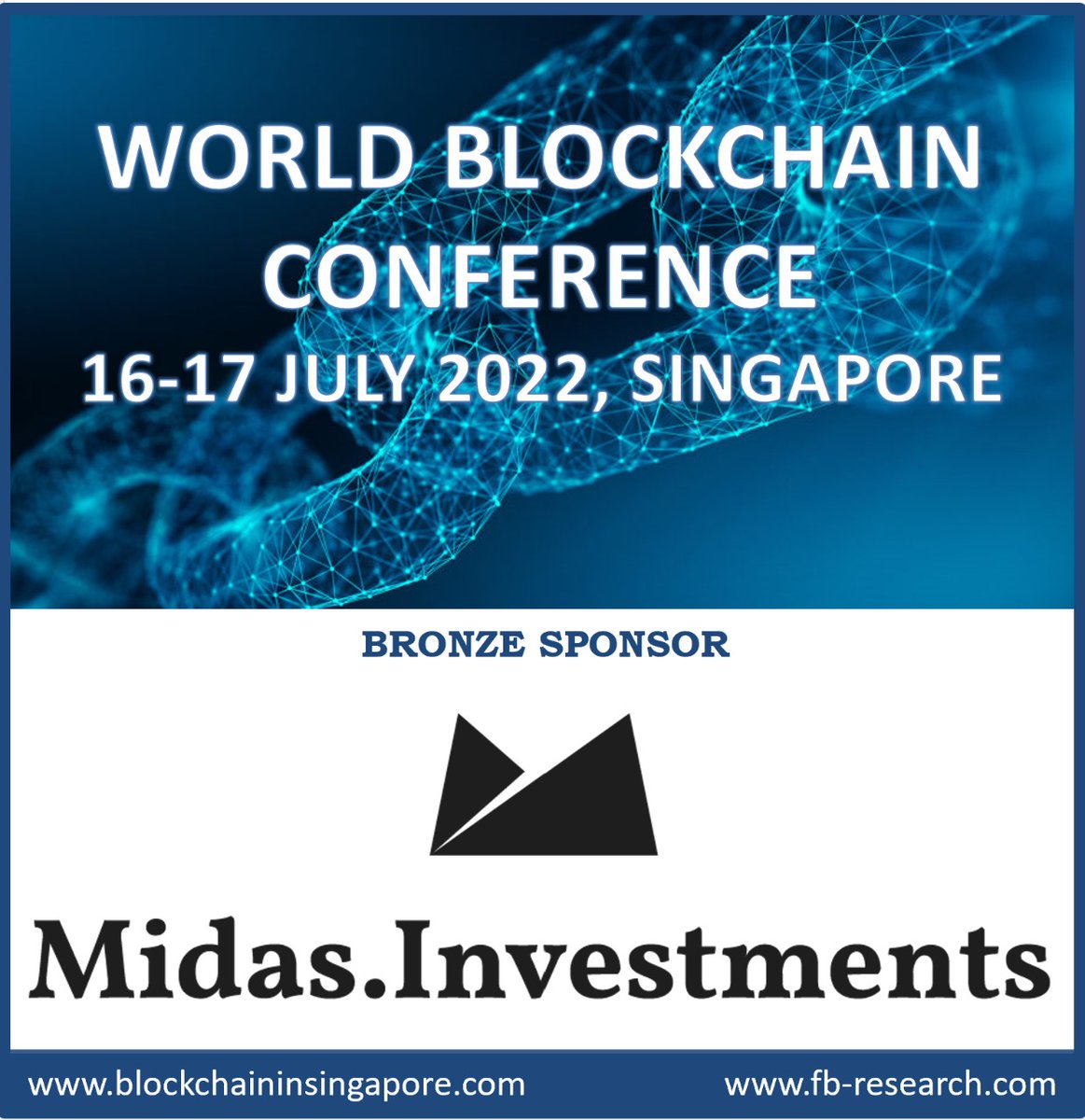 blockpore's tweet photo. Announcement 📣- We are pleased to announce @Midas_platform  as "Bronze Sponsor" for the "World Conference &amp; Awards on Blockchain Technology" in Singapore on 16-17 July 2022

#Blockchain #investments #DeFi #NFTs #cryptocommunity #metaverse #blockchainsingapore https://t.co/P8SVEz5WFi