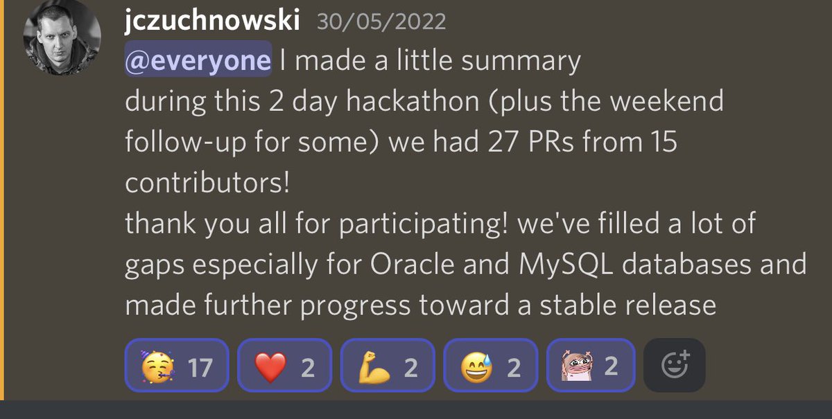 zioscala's tweet photo. Great stats for ZIO-SQL during the ZIO Hacatkon. @jczuchnowski thank you and kudos for your excellent leadership. https://t.co/fpsrZxNrJ8