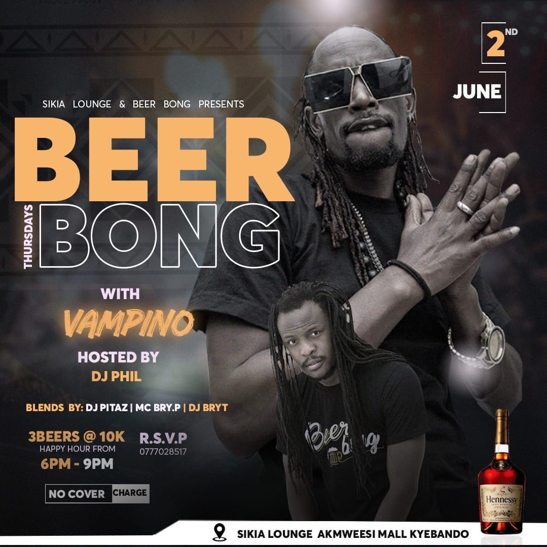 At exactly 6pm to 9pm
3 Beers are going for 10k UGX while Vampino takes Us through his new and old projects

Come through at Akamwesi Mall Kyebando (Sikia Lounge)

Good evening y'all