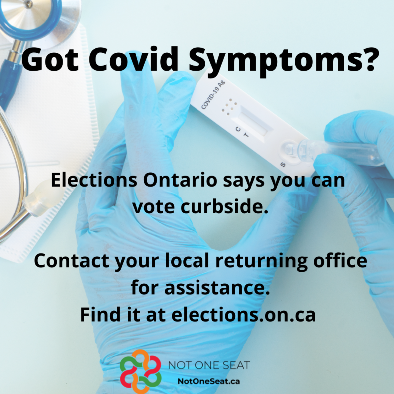 notoneseat's tweet photo. #NotOneSeat knows covid is not over, but you can still #VoteFordOutJune2 

Already voted? Remind your family and friends, or contact your nearest #UnityCandidate and see how you can help get out the vote. https://t.co/iH0B5fNRbf https://t.co/NjSC9RGjiS