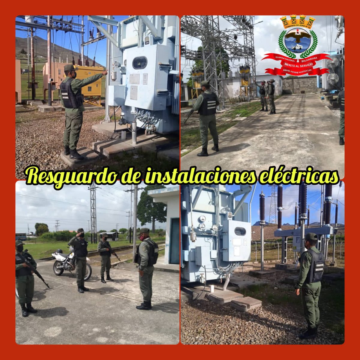 Nuestros Efectivos del @221Destacamento resguardan las subestacionez eléctricas del estado Mérida .
 #24May #Pichincha200Años
#PueblosSoberanos
.@GnbGaranteDePaz
.@Redi_andes
#FANB
#GNB