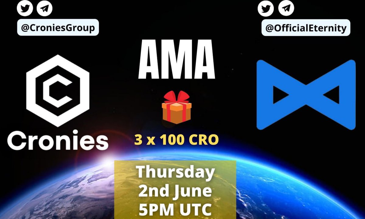 Eternity_Earn's tweet photo. Who’s ready for an AMA at @CroniesGroup featuring Eternity Earn⁉️ Passive income system with doxxed devs and incorporated in the United States!

 1pm EST 5pm UTC @ https://t.co/IiONcCZoKB

#passiveincome #CRO  #Crypto #AMA #Giveaway #ROI #Cryptocurrency #EternityEarn #Rewards https://t.co/yISvOFwTi7