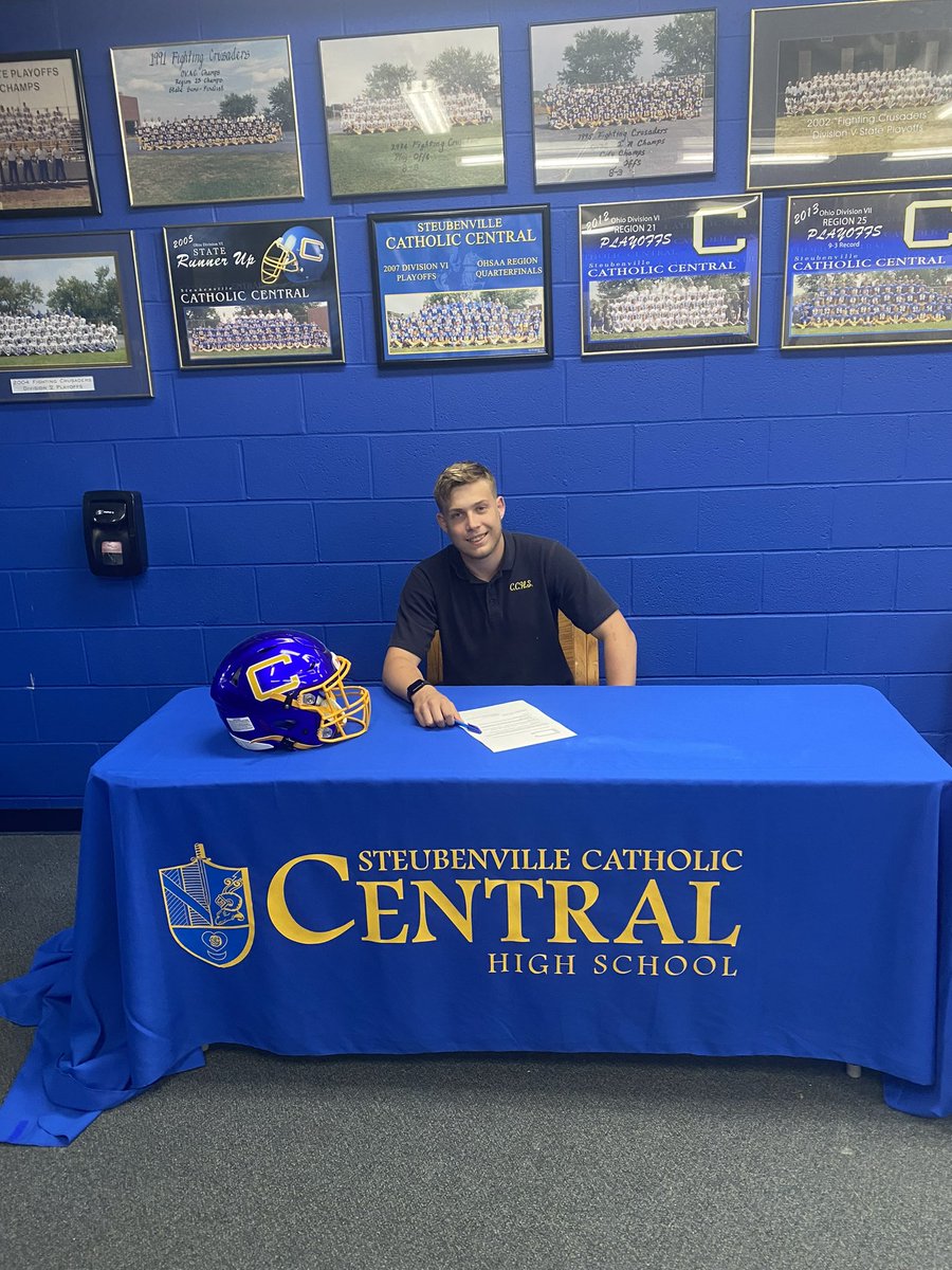 SteubCCHS's tweet photo. Congratulations to the following young men who joined the Crusader Football Family on May 31st: Daniel Bolster, Bryce Benton, Meliki Manley, Thomas Krupp, Tone Williams, and Aiden McClure! We are hoping to add more young men in the months of June &amp; July! Go Blue! https://t.co/VPt2Kfodo0