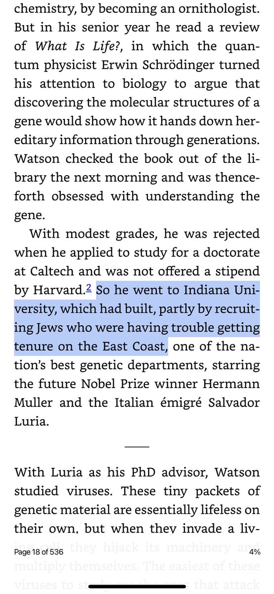 kidney_boy's tweet image. James Watson (yes that James Watson) went to Indiana University for his PhD. IU built its world class genetics department on the back of east coast antisemitism. #NephJCSummerBookClub #TheCodeBreaker