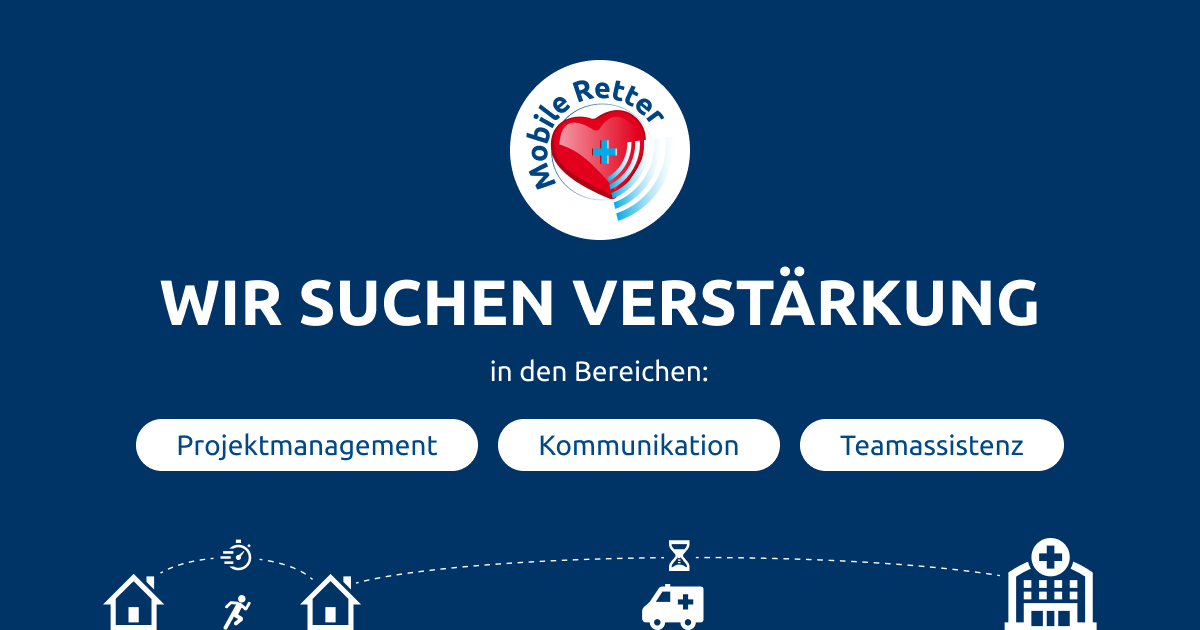 🙌Du willst mit uns die Mobile-Retter-Initiative weiter nach vorne bringen?🙌
Wir suchen zum nächstmöglichen Zeitpunkt neue Kolleg*innen in den Bereichen Projektmanagement, Kommunikation und Teamassistenz: bit.ly/3wWgwGJ📩
#mobileretter #jobsmitsinn #socent #erstehilfe