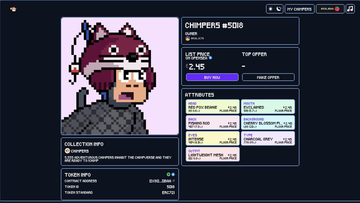 ChimpersHQ's tweet photo. We are so thrilled to continue building with you all and delivering on feedback, with that we have built a light and dark toggle for when browsing the Chimp marketplace! Are you a light, or dark side Chimp?

Can we get a !CHIMP 🙉‼️⭐️👾

https://t.co/iJRyTzECuQ https://t.co/PZ4PZfIXXe