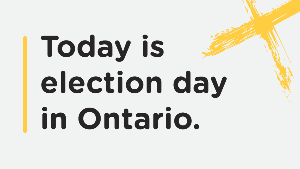 Today is election day in Ontario and voting locations are open from 9 AM to 9 PM (Eastern Time). For the latest information, select the voting tab on your app or visit …terinformationservice.elections.on.ca. Go out and mark your X!