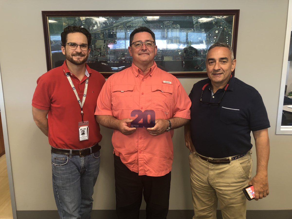 TOTE_Maritime's tweet photo. Today, we send our congratulations to Ronald Rodriguez on his 20-year milestone as part of #TeamTOTE! We are grateful for your continued commitment to the company, and dedication to our #TMPR customers on display at the terminal every day.
#TeamTOTE #peoplefirst #dedicated https://t.co/R2xhA6BfzH