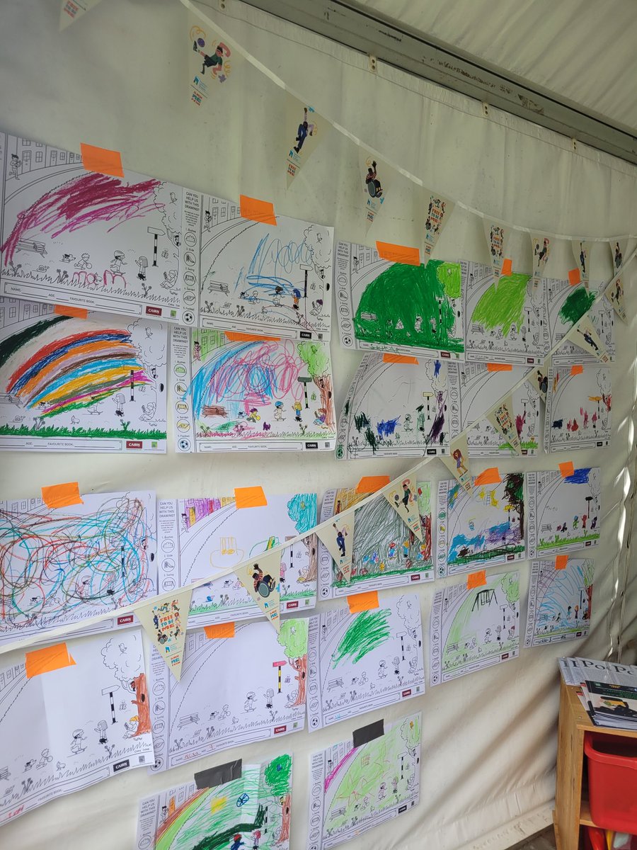 KidsBooksIrel's tweet photo. Our colouring wall is filling up! Plenty of budding illustrators here, and mad for these doodle sheets from @chrisjudge ๐ ๐จ @BordBiaBloom #GrowAReader https://t.co/CLHzMyKw3n