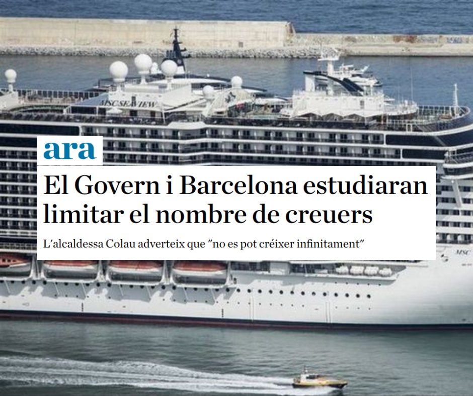 eloibadia's tweet photo. Quan repensem les ciutats amb perspectiva de sostenibilitat hem de qüestionar coses que fins ara donàvem per lògiques.
350.000 creueristes al mes visitant Barcelona en menys de 4h no sembla massa lògic. Menys encara sostenible, ni econòmica ni mediambientalment.
Posem-hi fre!🚢 https://t.co/YKLx8E91aW