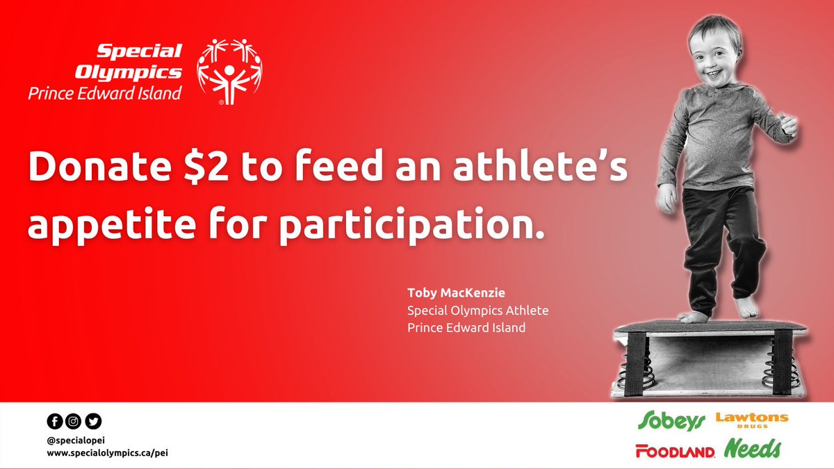 From June 2-16, visit your local <a href="/Sobeys/">Sobeys</a>, Foodland, Lawton's Drugs, Needs and participating Atlantic Co-ops to donate $2 and give athletes with an intellectual disability - like Toby - the opportunity to make friends, learn skills &amp; stay healthy.