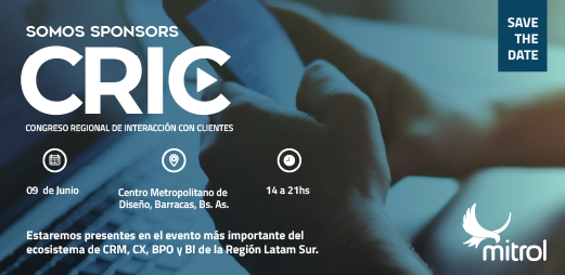 ¡Somos Sponsors! El jueves 9 de junio estaremos presentes en el #CRICFest, el evento más importante del ecosistema de CRM, CX, BPO y BI de la Región Latam Sur. Estamos muy ansiosos por reencontrarnos allí! Toda la info del evento aquí: hubs.li/Q01cBh1B0