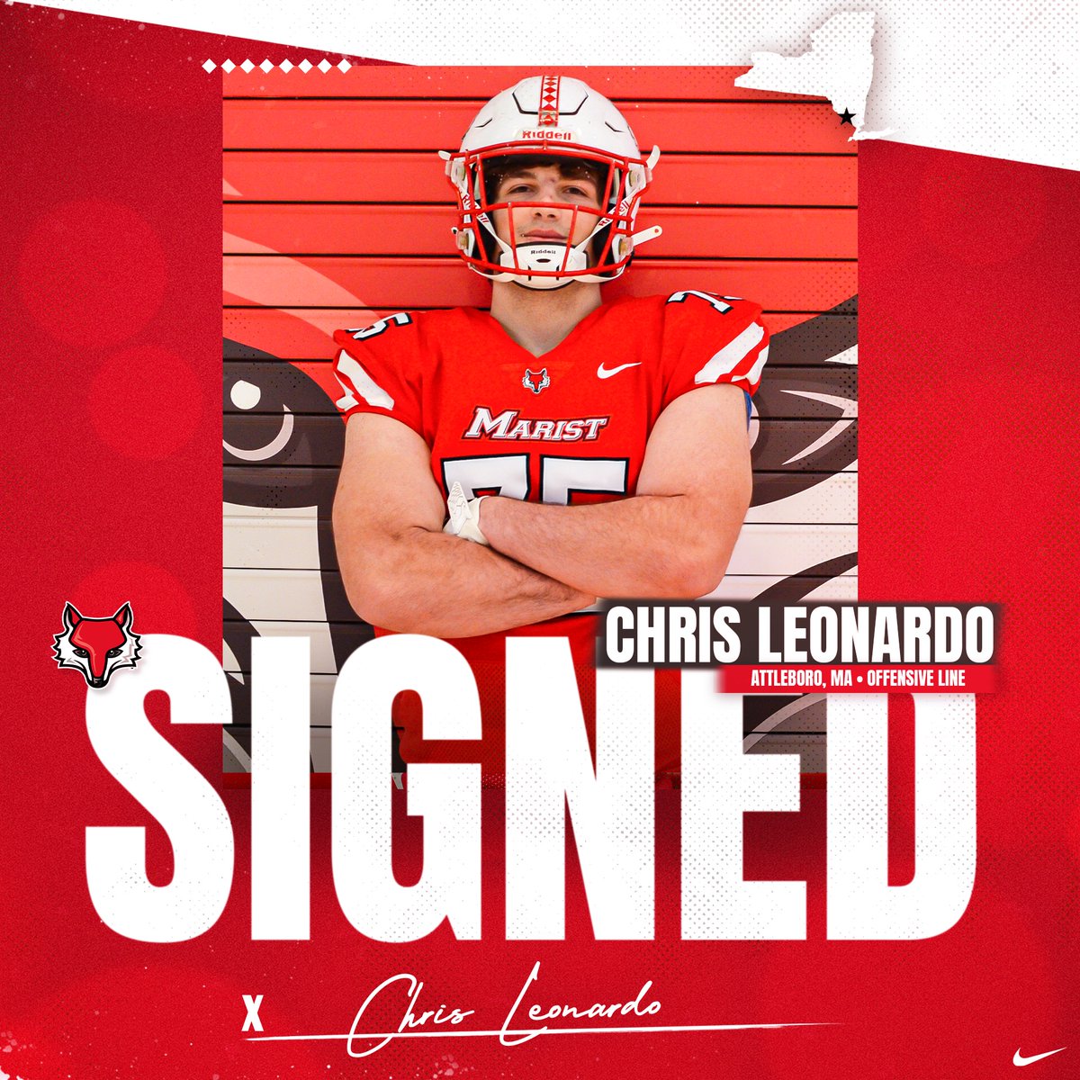 Marist_Fball's tweet photo. From Attleboro, Massachusetts - welcome offensive lineman Chris Leonardo!

#GoRedFoxes #DefendTheDen https://t.co/HegLBkGFHF