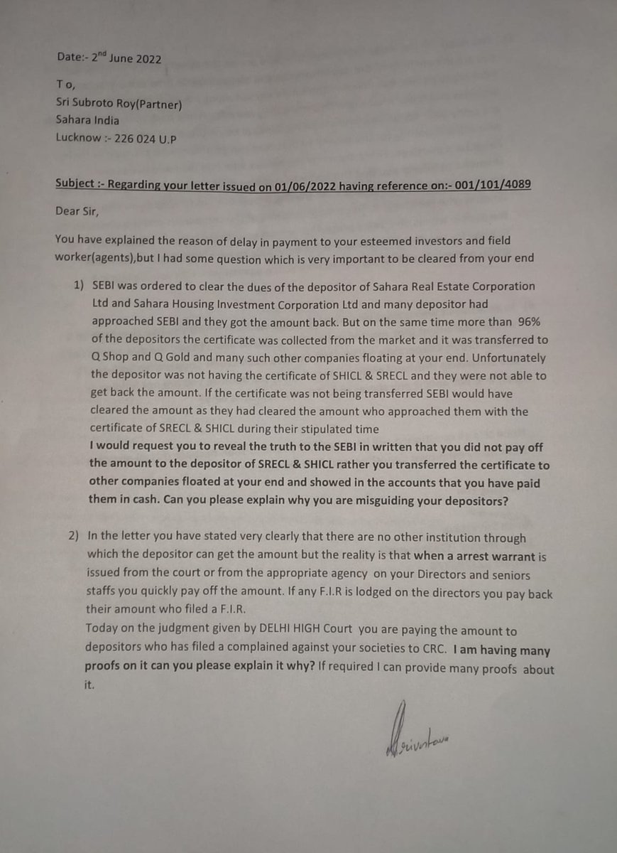 It's clear and truth about Sahara India and we want answer it subrat Roy <a href="/PMOIndia/">PMO India</a> <a href="/AmitShahOffice/">Office of Amit Shah</a> <a href="/myogioffice/">Yogi Adityanath Office</a> <a href="/suchetadalal/">Sucheta Dalal</a> <a href="/republic/">Republic</a>