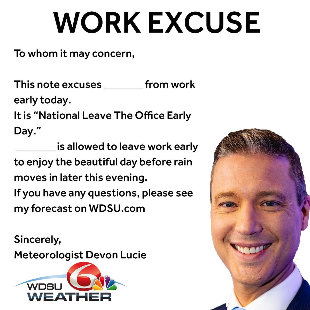 Did you know it's also National #LeaveTheOfficeEarlyDay today! Here's my  'hall pass' if you need it! 😉 (Thanks Erin Lowrey), image size:1200x1200