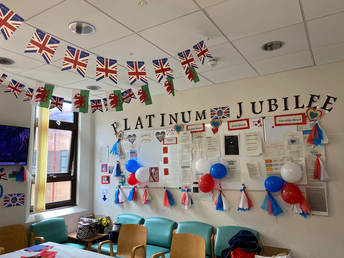 Cardiac ITU celebrating the queens jubilee! <a href="/SwanseabayNHS/">Swansea Bay NHS</a> thank you to all the staff working over the bank holiday weekend! Special thanks to <a href="/lauziscrine/">laura scrine</a> <a href="/emmaljohn/">@emmajohn2011</a> and the decorating team!