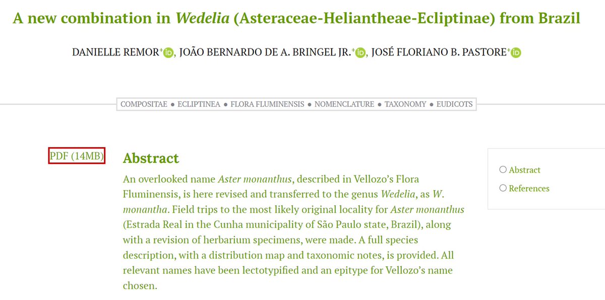 TAsteraceae's tweet photo. #CambiosNomenclaturales en #Wedelia de #Brasil
Disponible en: https://t.co/LReqMXOb5l
#Asteraceae #Brazil #Heliantheae #Nomenclature #Taxonomy https://t.co/8QlbwFP8Om