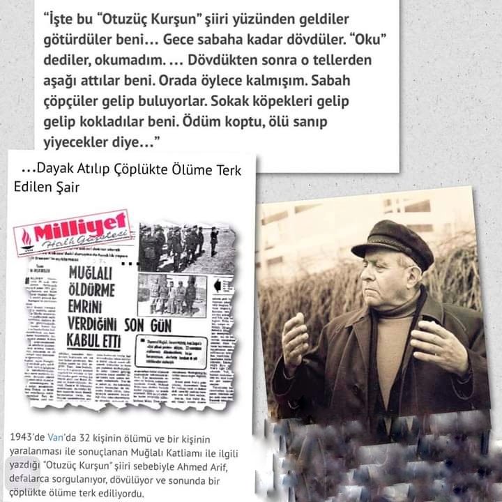 Özlemle,sevgiyle... 2 Haziran 1991 #AhmedArif
Ahmed Arif “türkü söylerek çarpışan, yaralıyken de arkadaşları için tarih özeti çıkaran, buna felsefe ve inat katan gerillanın şiiridir." /Cemal Süreya/